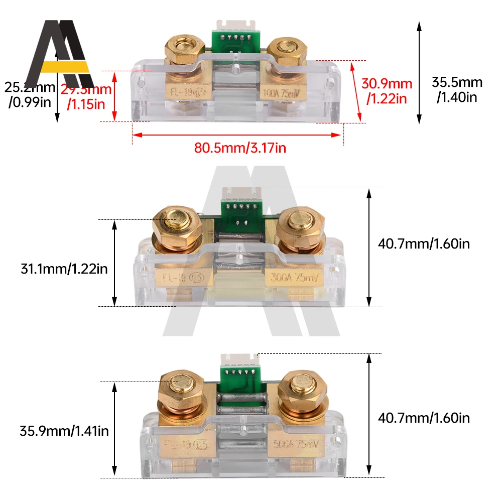 High Precision Voltage Current Power Meter 50A 100A 300A 500A Lithium Iron Phosphate Battery Indicator Bidirectional Detection