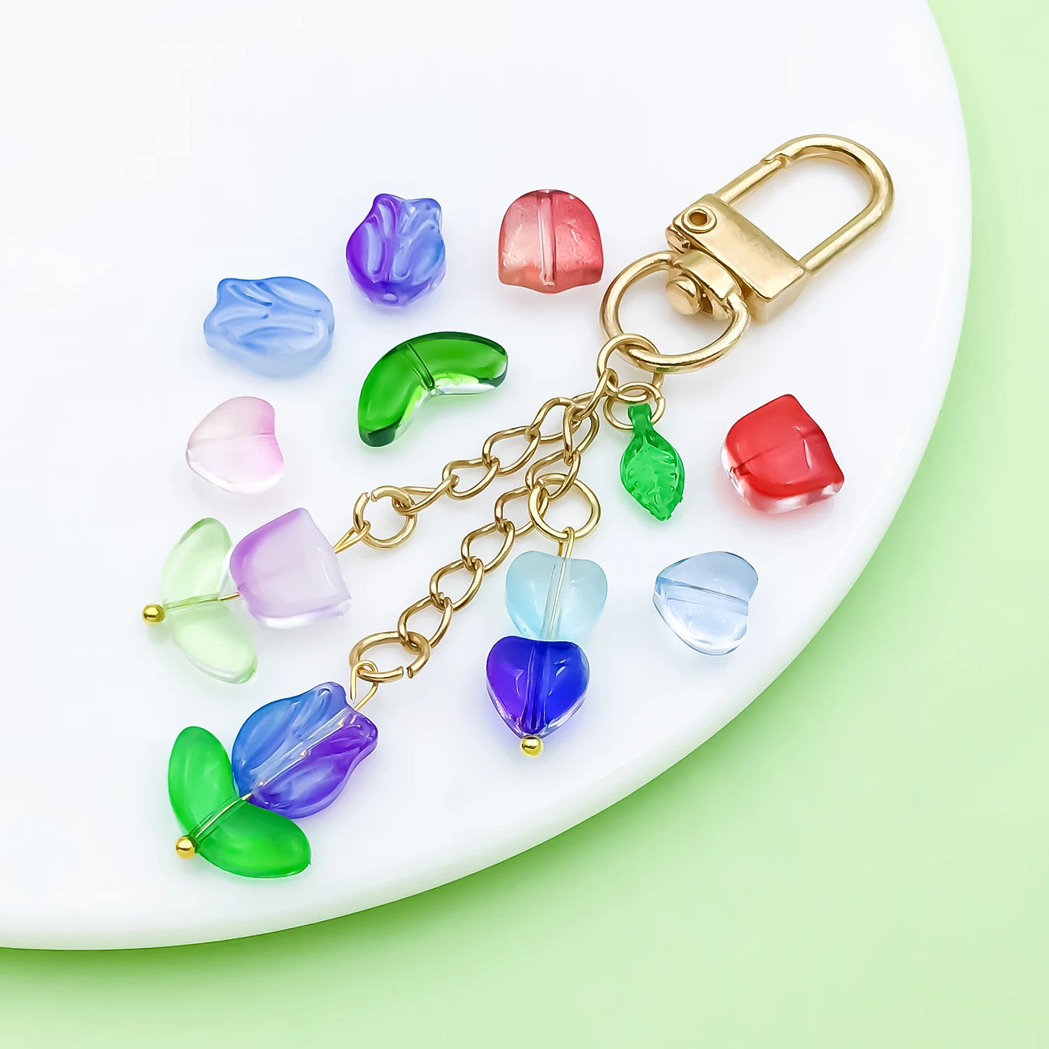 100/120pcs Gradient Glass Tulip Petal Beads Lampwork Loose Beads For DIY Earrings Keychain Jewelry Making Supplies Wholesale
