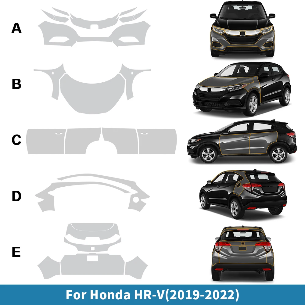 

Paint Protection Film for Honda HRV 2019-2022 Pre Cut Clear Kit Bra PPF TPU 8.5mil Invisible Car Body Sticker Film