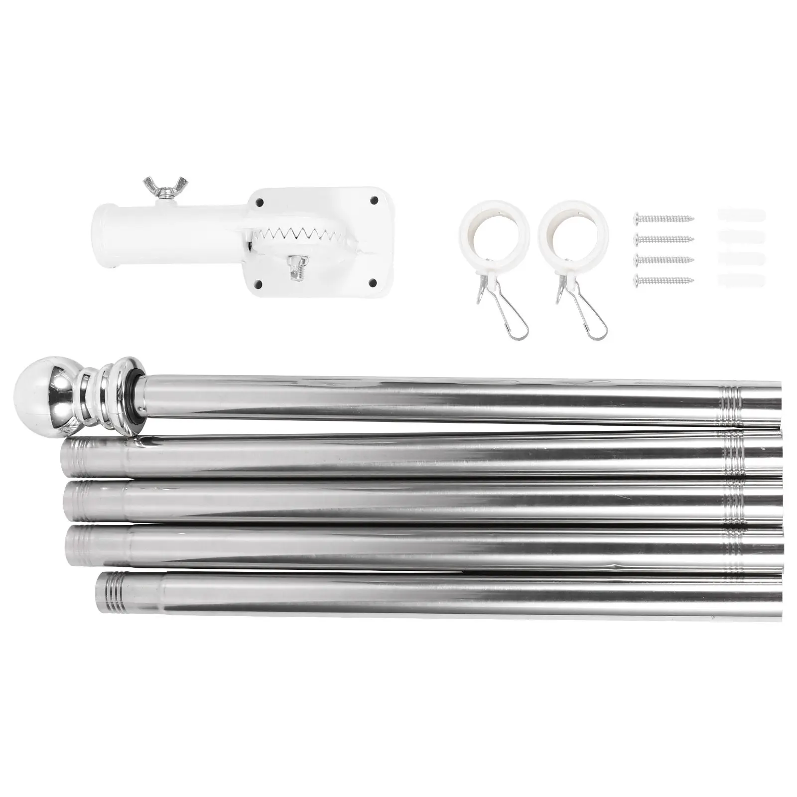 1Set Flagpole Kit High-Quality Alloy 1.8 Meter Adjustable Wall Mount Bracket Rustproof Outdoor Indoor Flag Pole Set for Yard