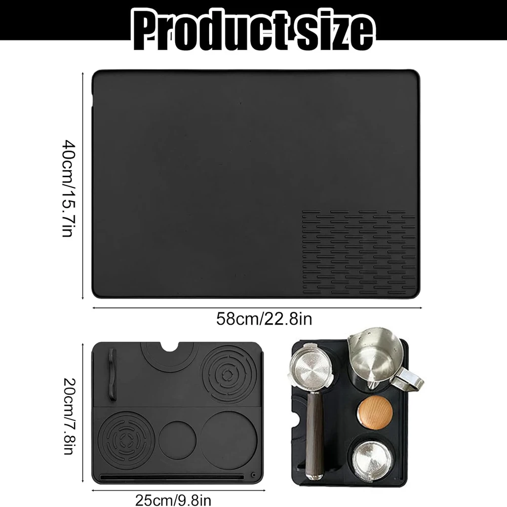 3-In-1 Silicone Coffee Mat Multi-Functional Non-Slip Bar Mat for Countertops for Mess-Free Coffee Station Setup Essential Coffee