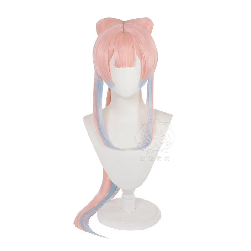Sangonomiya Kokomi Cosplay Pruik Genshin Impact Vrouw Roze Blauwe Pruik Afneembare Paardenstaart Haarbundels Halloween Kostuum Accessoires