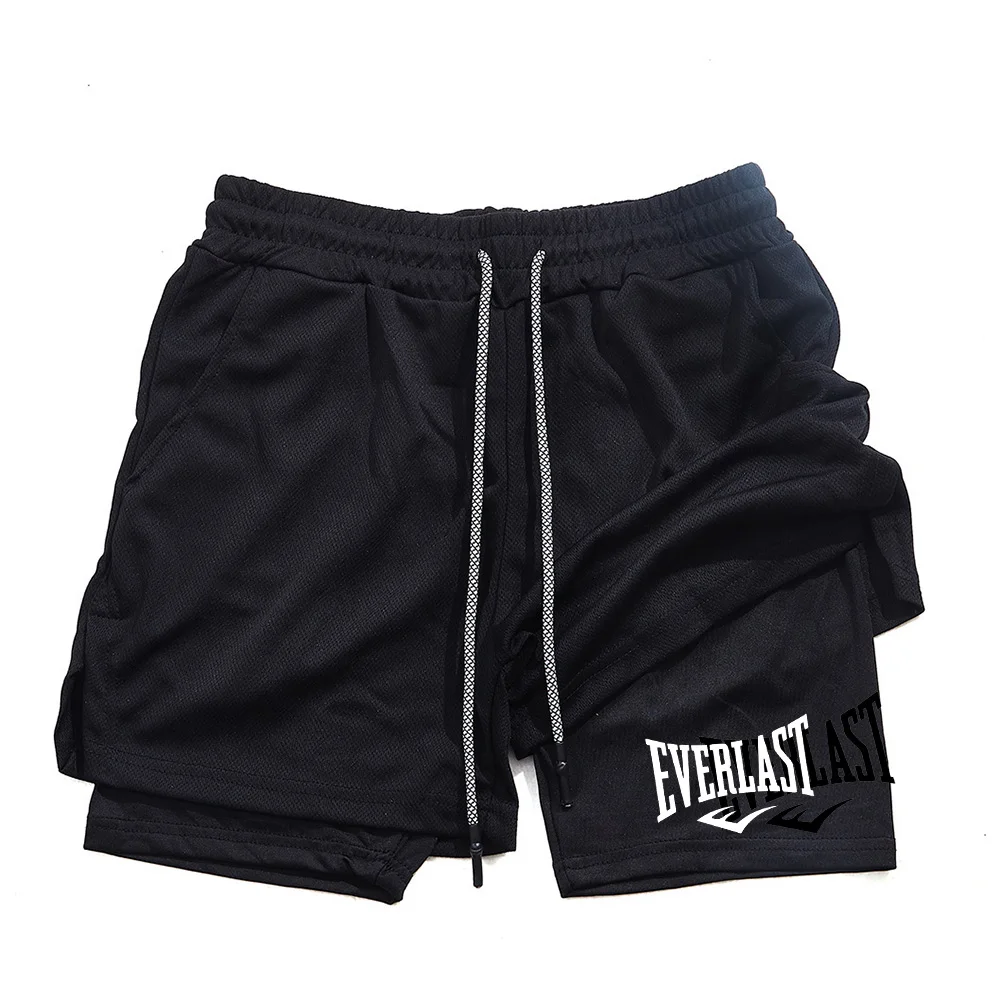 

Summer Men Running Shorts Fitness Gym Training 2 in 1 Sports Shorts Quick Dry Workout Jogging Double Deck Shorts