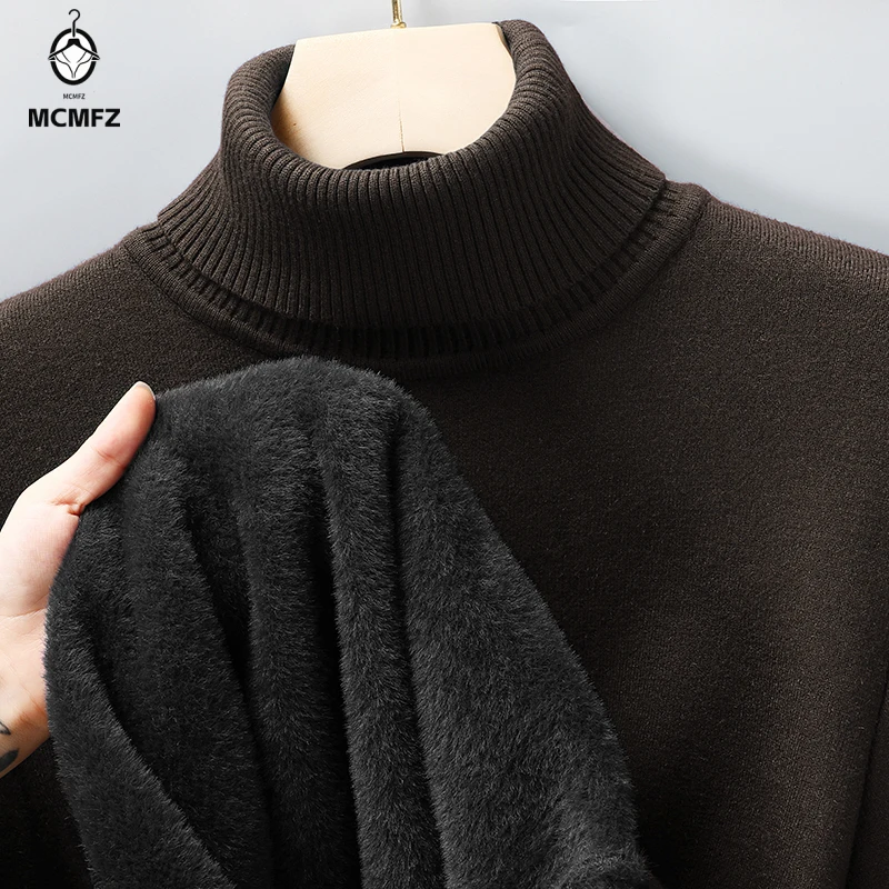 Sweatwear Mens Anti-pilling High Quality Knitted Turtleneck Sweater Slim Fit Long Sleeve Pullover Solid Color Trend Men Clothing