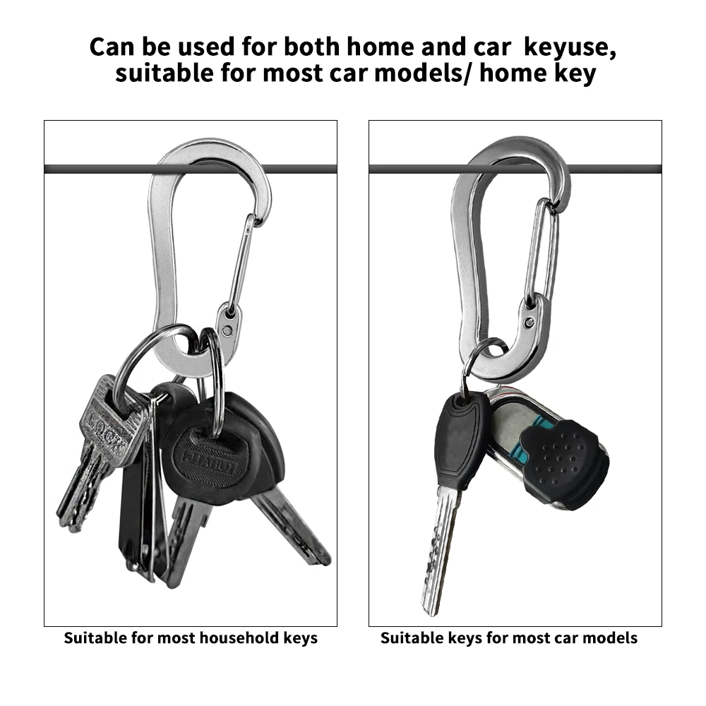 2/5pcs Stainless Steel Spring Keychain Lobster Clasp Buckle Outdoor Camping Mountaineering Buckle Mini D-type Buckle Tool Clips - Image 3