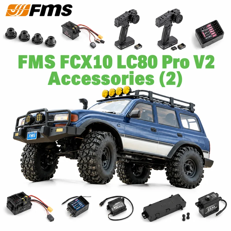 Fms Fcx10 Lc80prov2 Original Accessories (2) Differential Shock Absorber Pull Rod Beam Esc Receiver Servo Light Control