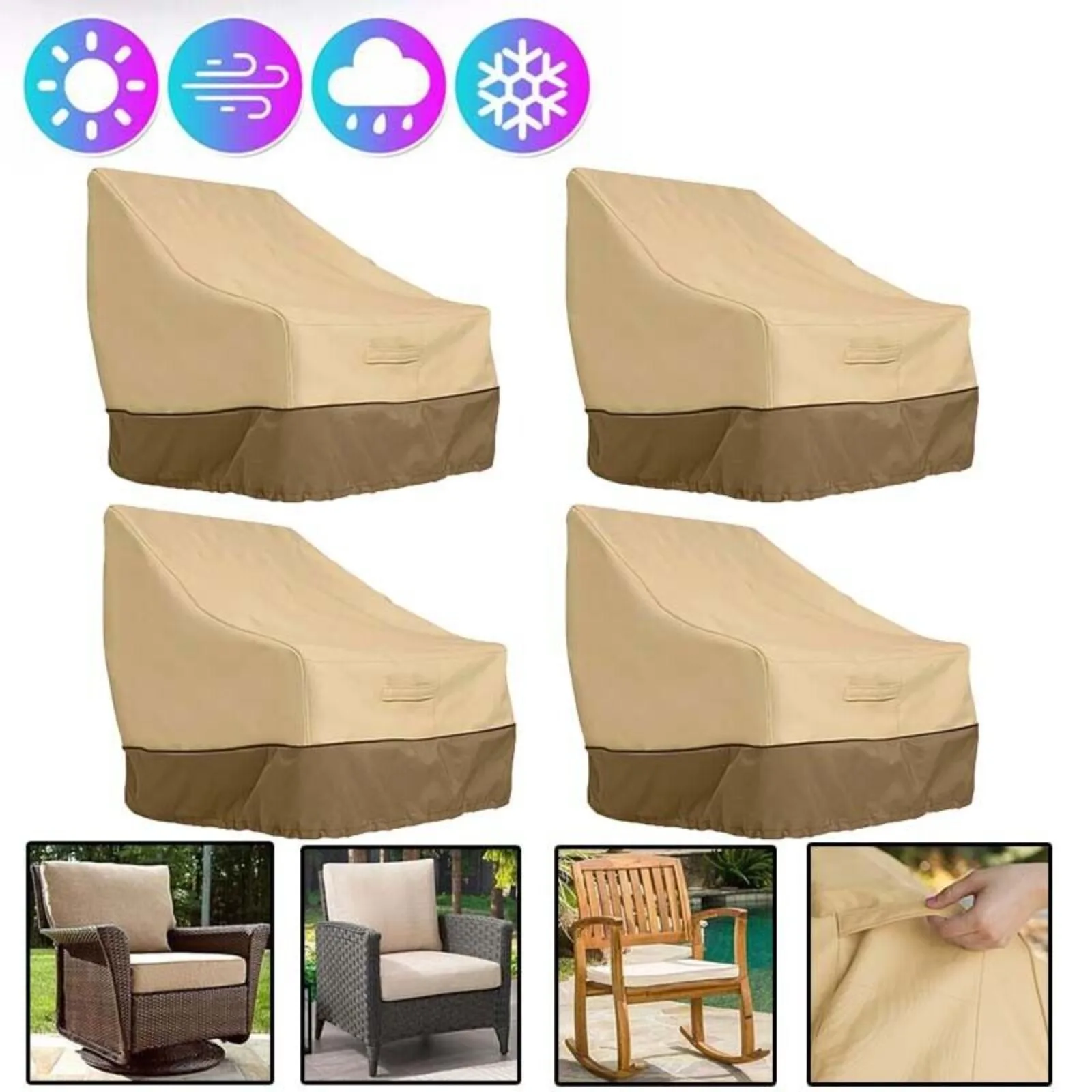 

US 1-4PKS Patio Chair Cover Casual Seating Waterproof Garden Lawn Furniture Covers