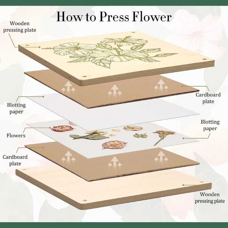 

Wooden Flower Press Flower & Plant Preservation Set for Adults Kids Art Craft Making Greeting Cards and Scrapbooking HX6C