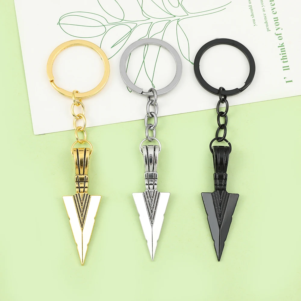 Trendy Vintage Simple Triangular Spearhead Keychain Punk Personalized Arrow Pendant Keychain for Men Backpack Accessories