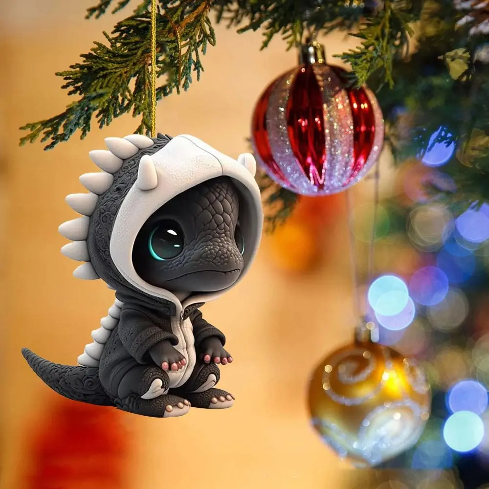 

2D Baby Dinosaurs Christmas Pendant Cartoon Hangable Christmas Dragon Acrylic Pendant Acrylic Decorative