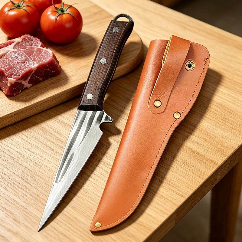 Forged Boning Knife Full Tang Wood Handle Butcher Knife Kitchen Meat Cleaver BBQ Fishing Vegetable Cutting - view 3