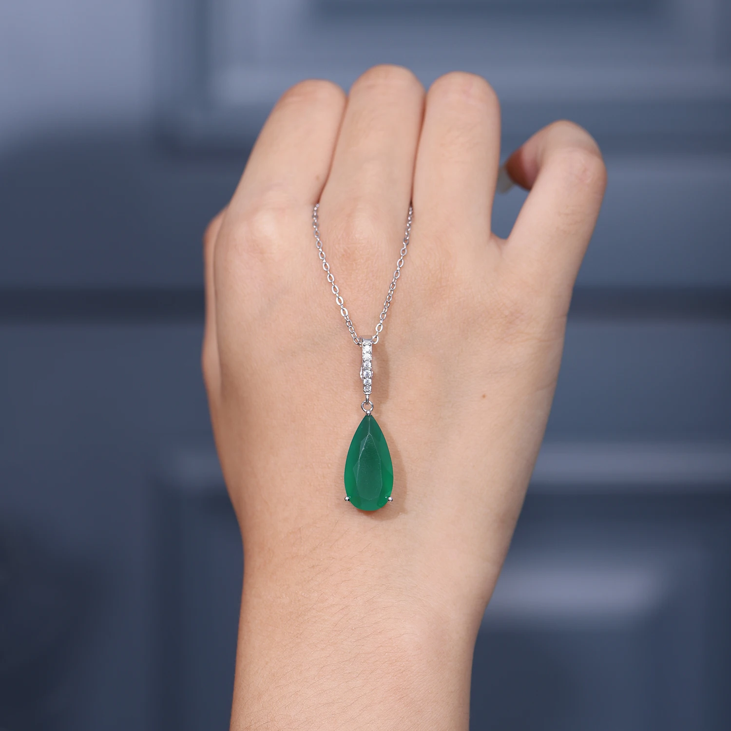 Gem\'s Ballet 7.89Ct Natural Green Agate Gemstone Pendant  925 sterling Silver Necklaces&Pendants For Women Fine Jewelry