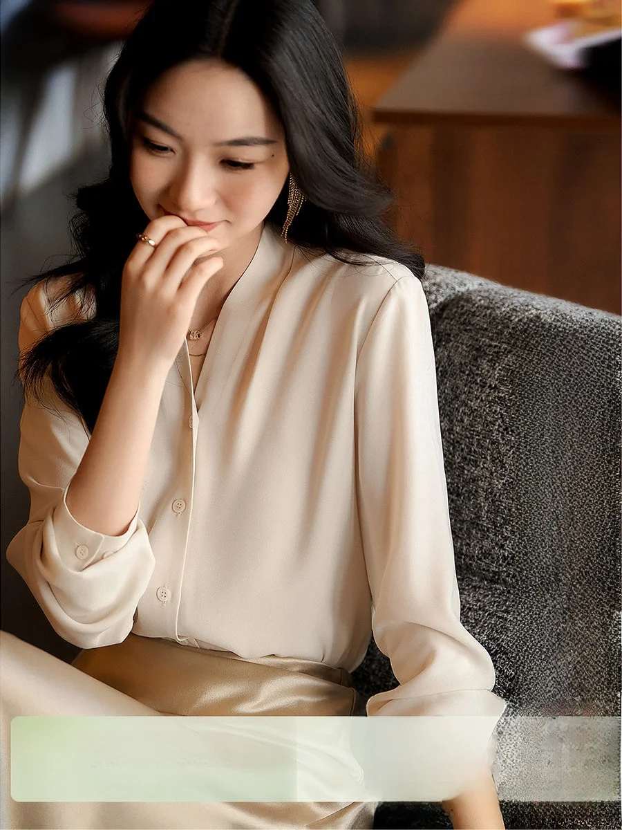 

XiaoHanGe Luxury Soft Vinegar Fiber No Collar Pleated Commute Design Small Top Women's Faion Spring 2026 OL Sle Loose Fit...