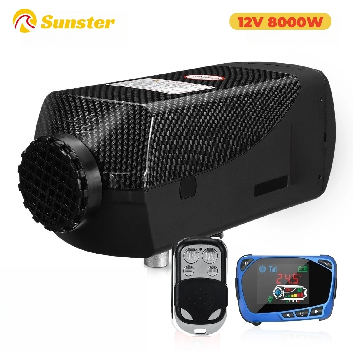 8KW 12V stille diesel luchtverwarmer, diesel nachtverwarmer met LCD en afstandsbediening voor boot, camper, garage, huis, vrachtwagen, busje