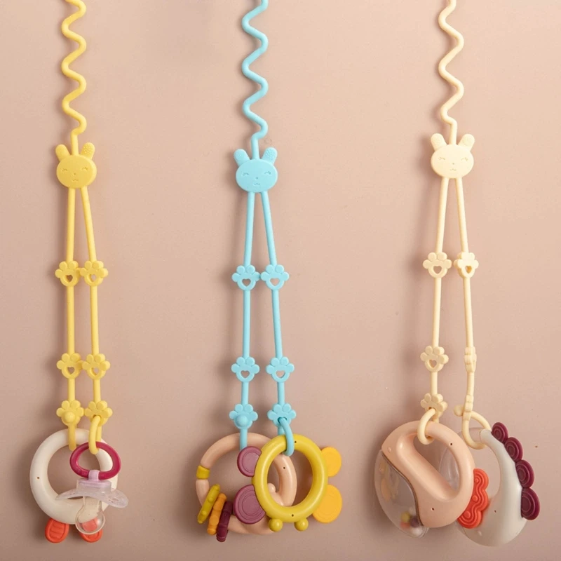 BPA Free Silicone Baby Chupeta Clips, Chain Nipple Holder Clip, Brinquedos de carrinho anti-queda ajustáveis, Correias de segurança, Acessórios do bebê