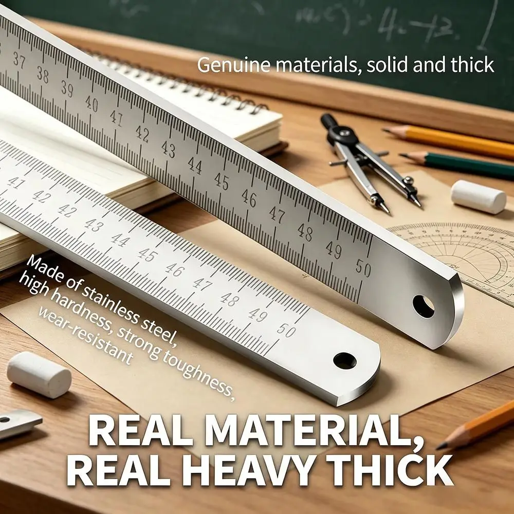 1Pcs 50cm Stainless Steel Ruler 2.5mm Thickened Hardened Tip Industrial Measuring Tool Quenched Steel Industrial Grade
