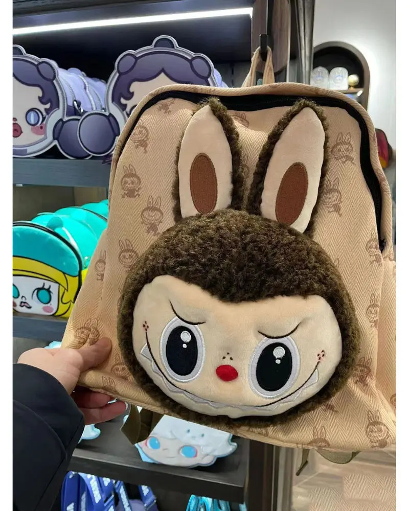 2024 New Korean Version Large Capacity Fashionable Labubu Backpack Plush Big Head Cute Backpack Unisex College Style Backpack