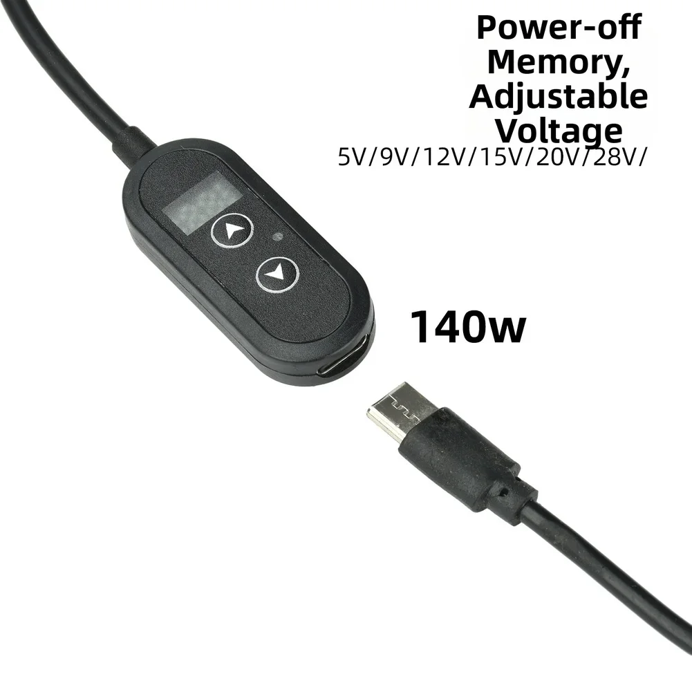 140W PD Trigger Cable Adjustable Voltage 5V-28V With Memory Function Type C To DC 5.5mm Power Delivery Cord For Router LED Fan