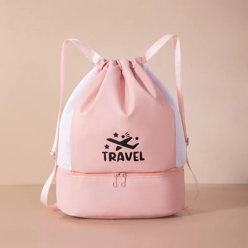 2pcs Swim Backpack Dry Wet Separate Wash Bag PU Waterproof Drawstring Bag Outdoor Fitness Swimsuit Storage Backpack