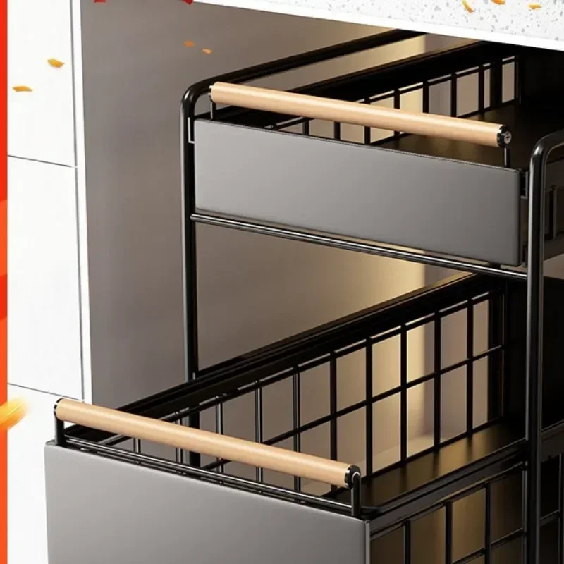 Kitchen Cabinets Pull Basket Under Sink Shelves
