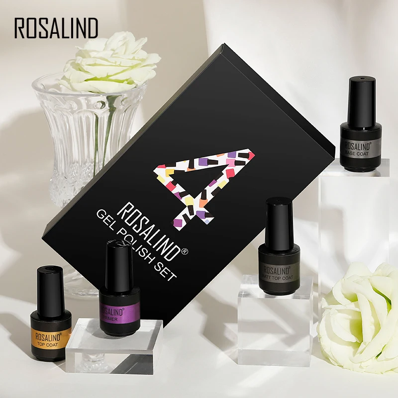 ROSALIND Top Base Coat Gel smalto per unghie Set per unghie Primer semipermanente per Nail art Matt Top Coat base Coat smalto Gel per unghie