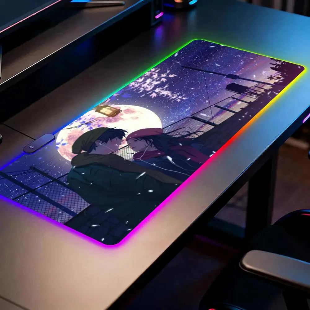 

Anime Love Romance Mouse Pad RGB Gaming Mouse Pad Desk Mat HD Gamer Large LED Light XXL MousePads
