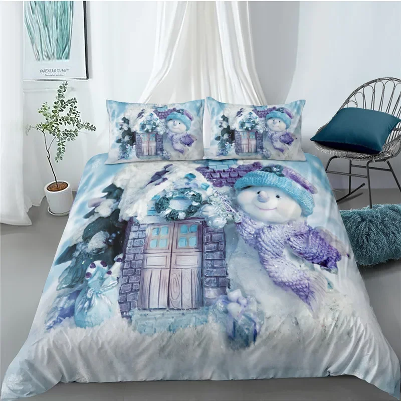 3D All Size Christmas Duvet Cover Santa Bedding Set Double Queen King Size Quilt Cover Soft Bedspreads with Pillowcase Xmas Set