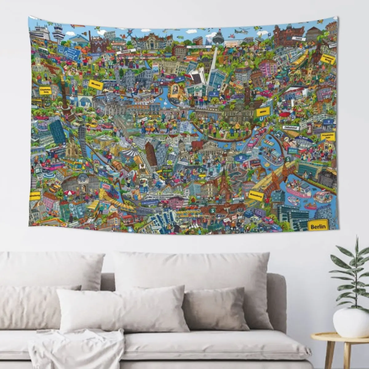 

Illustrated map of Berlin Tapestry Decoration Home Bedroom Decor Aesthetic Room Decors Room Decor Korean Style Tapestry