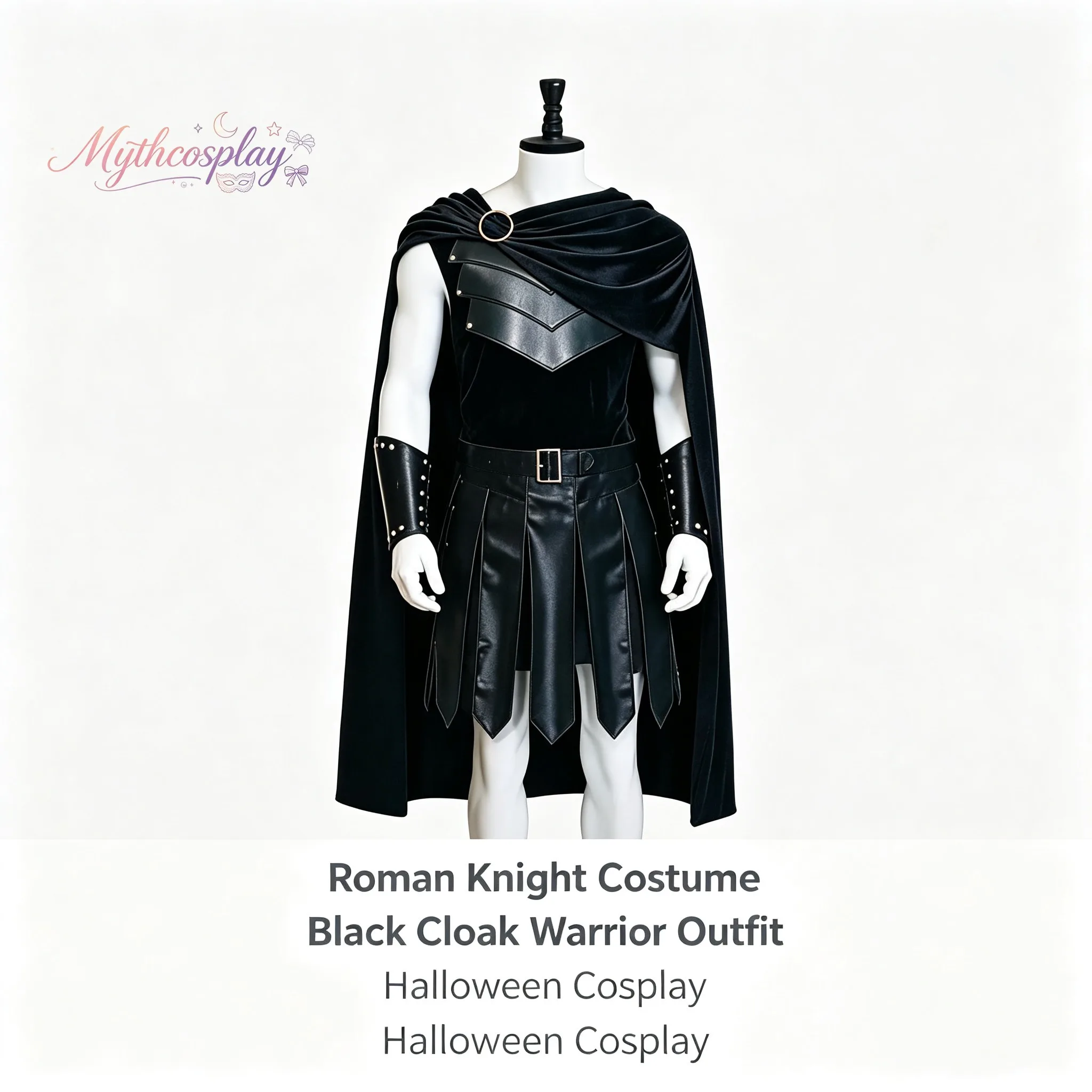 Mycosplay The Odyssey Cosplay Costume, Halloween Medieval Knight Spartan Warrior Cosplay Outfit with Armor & Cloak