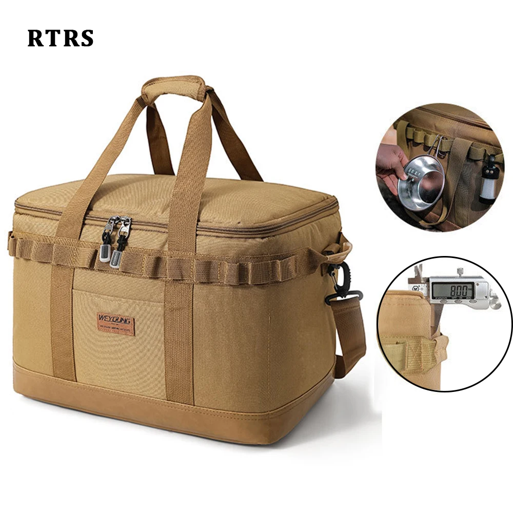 Cooler Bag with Hard Liner Large Insulated Picnic Lunch Bag Box Cooling Bag for Camping BBQ Family Outdoor Activities