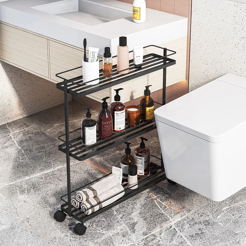 

Toilet movable shelf floor-to-floor multi-storey trolley storage rack bathroom crevice storage rack