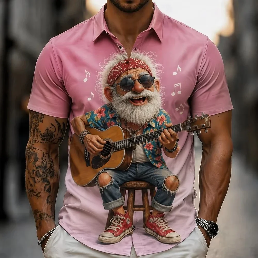 Fashion Natural Scenery Print Short Sleeve Casual Shirt Fashion Top For Outdoor Trip Holiday Beach Gathering Vintage Casual Tops