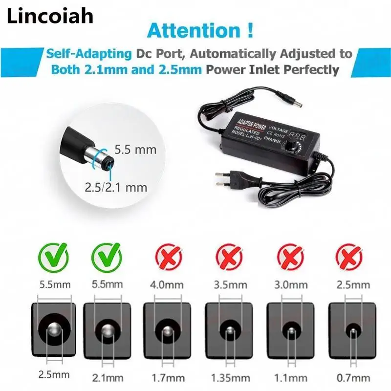 Adjustable AC To DC Power Supply 3V 5V 6V 9V 12V 15V 18V 24V 1A 2A 5A Power Supply Adapter Universal 220V To 12 V Volt Adapter