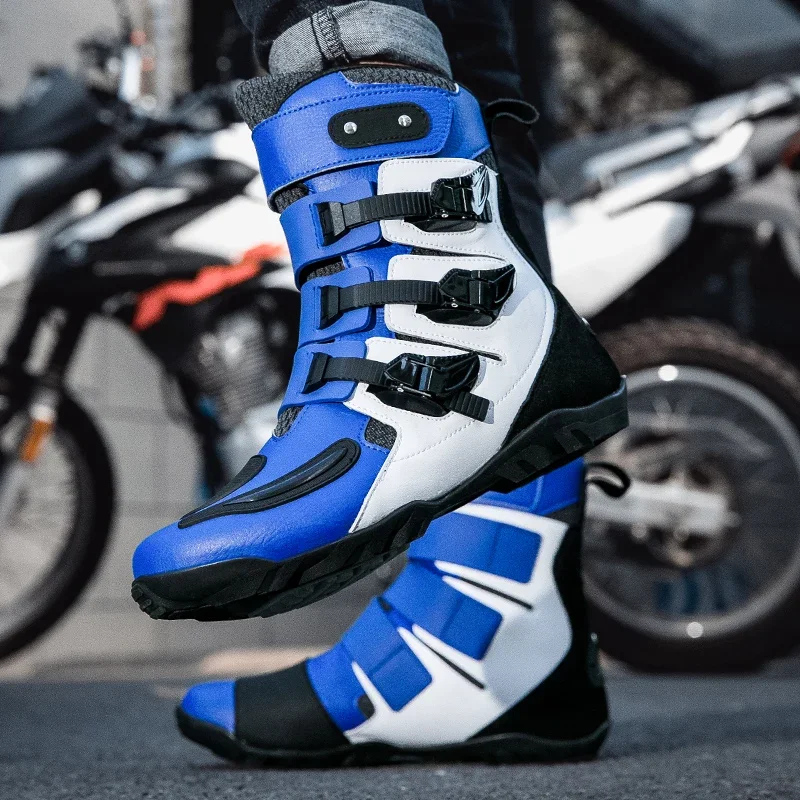 New Waterproof Men\'s Dirt Bike Shoes Men\'s Motorcycle Boots New Comfortable Leather Protective Boots Anti-slip Wear-resistant