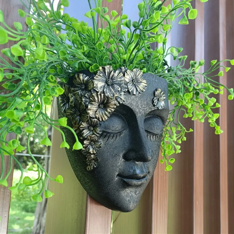 Creative human face flower pot wall hanging home garden courtyard embroidery decorative vase personalized decorative ornaments