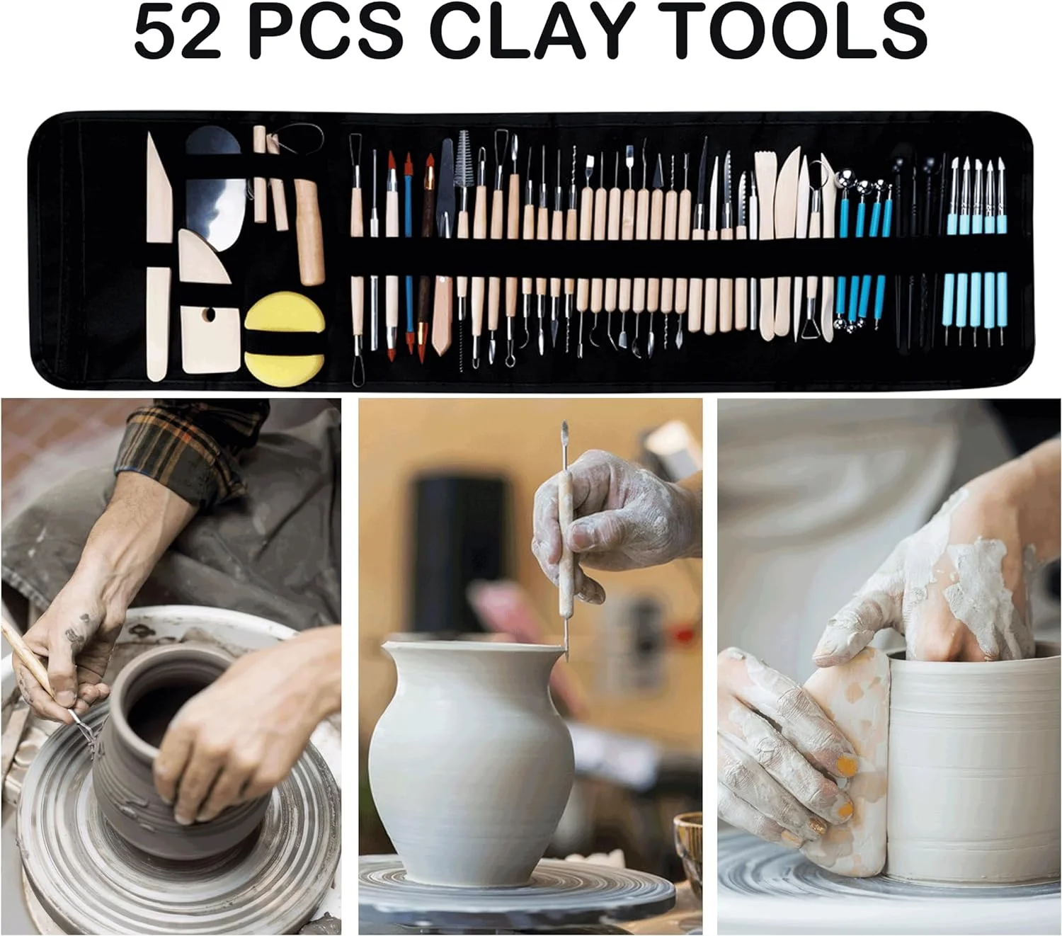 61-piece Ceramic Tool Set Pottery Clay Carving Silicone Texture Pen Diy Handmade Doll Tools