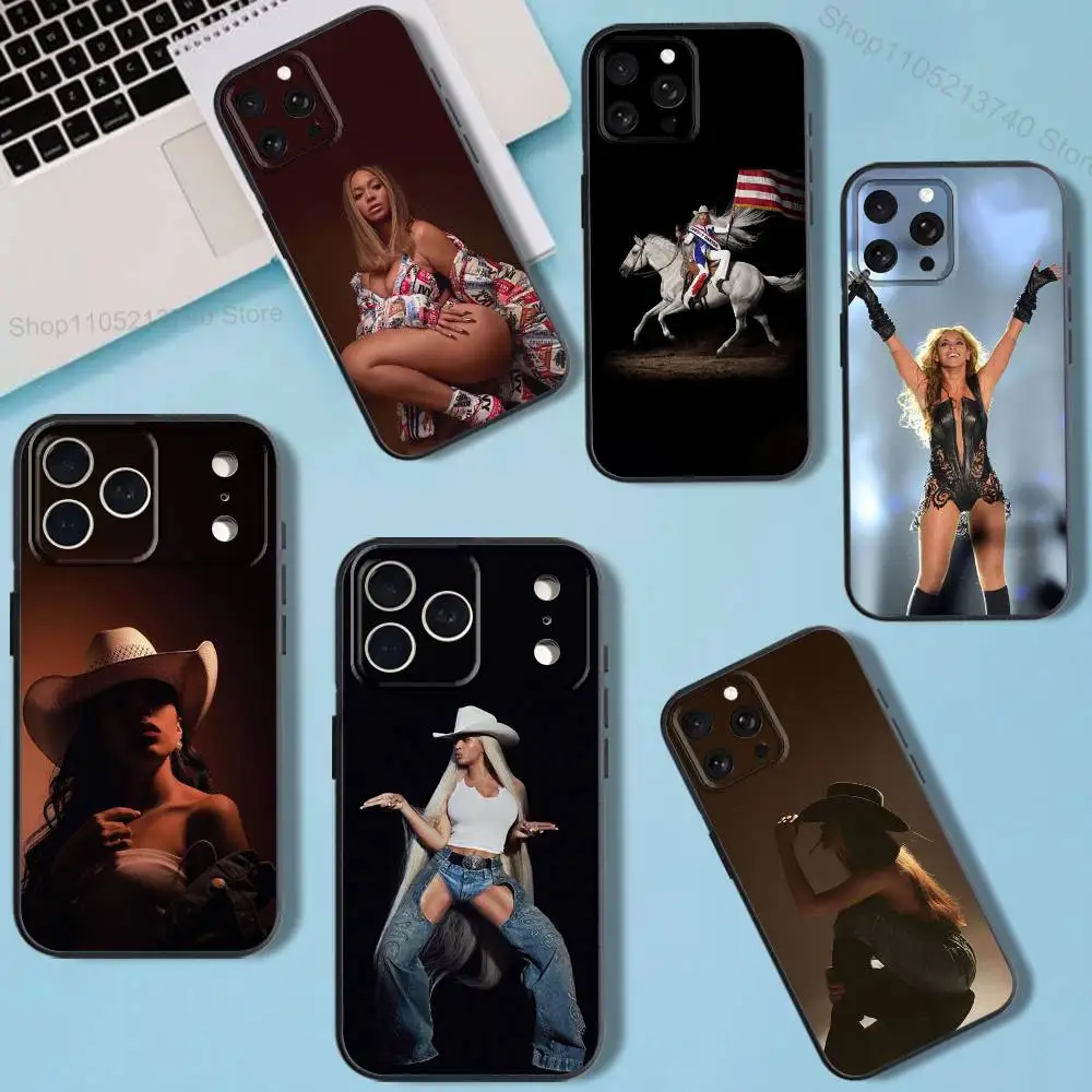 

B-Beyonce C-Cowboy CarterS Phone Case For iPhone 11,12,15,16,17,13,14,Pro,Max,Plus,E,Mini,Air,SE4 Black Soft Box