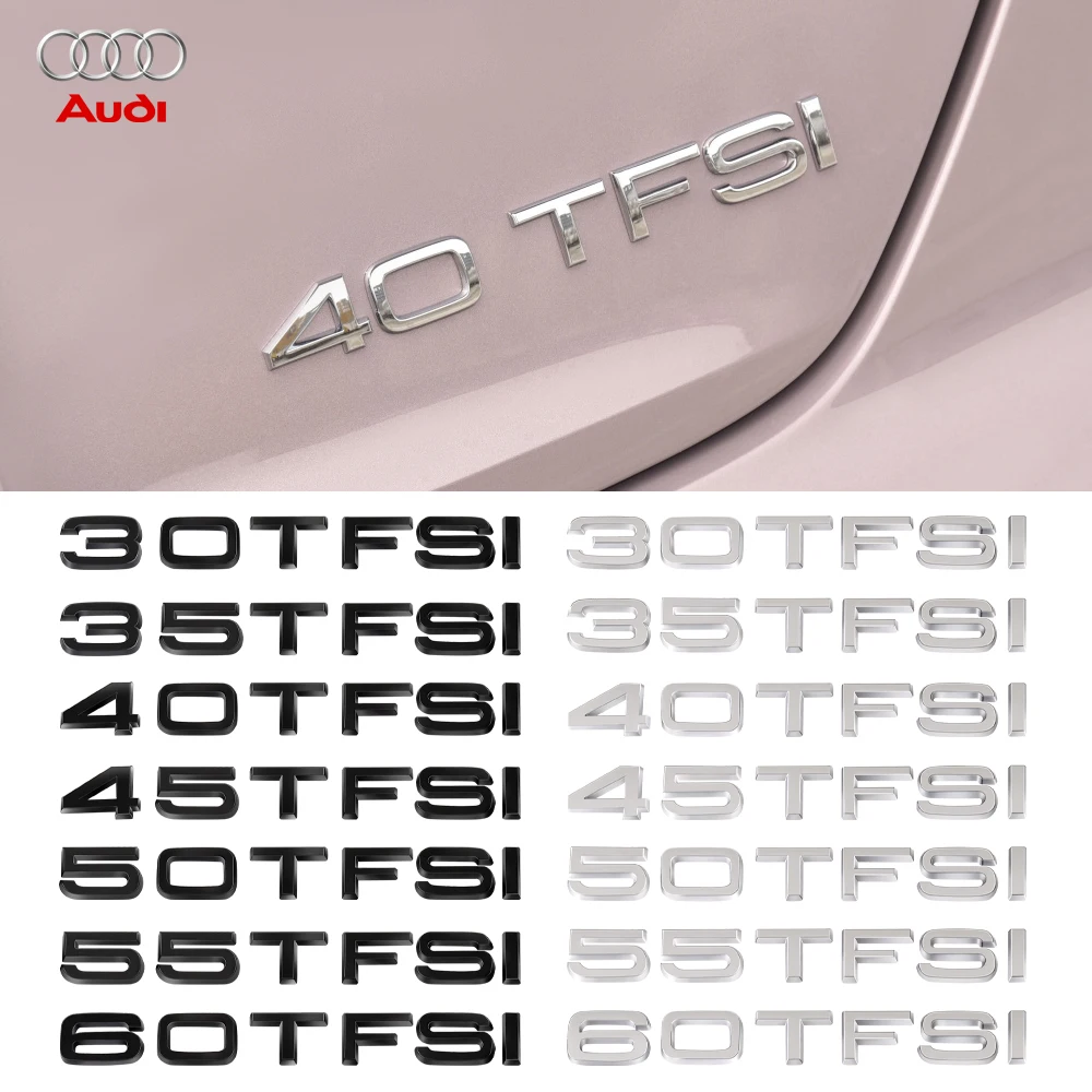 1PCS 3D ABS 30 40 50 55 60 TFSI Car Body Rear Trunk Emblem Sticker Center Cover For Audi A4 B8 A3 8P A6 C7 8V B9 B7 B6 C6 A5 Q5