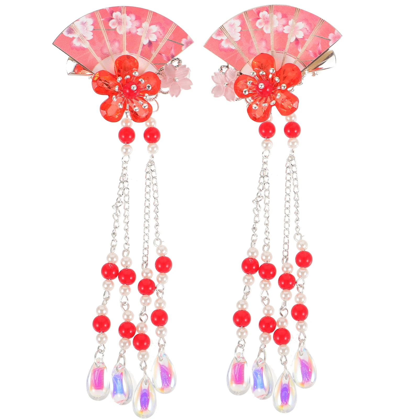 

2Pcs Women Clips Japanese Style Tassel Flower Hairpin Lightweight Durable IronCrystal Hair Girls Hair Clips Accessories