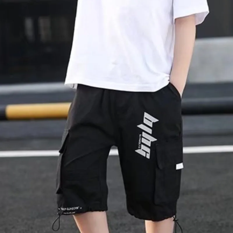 Summer New Boy Fashion Overalls Mid-waist Pants Shorts Tide Brand Children's Casual Simple And Versatile Five-point Pants