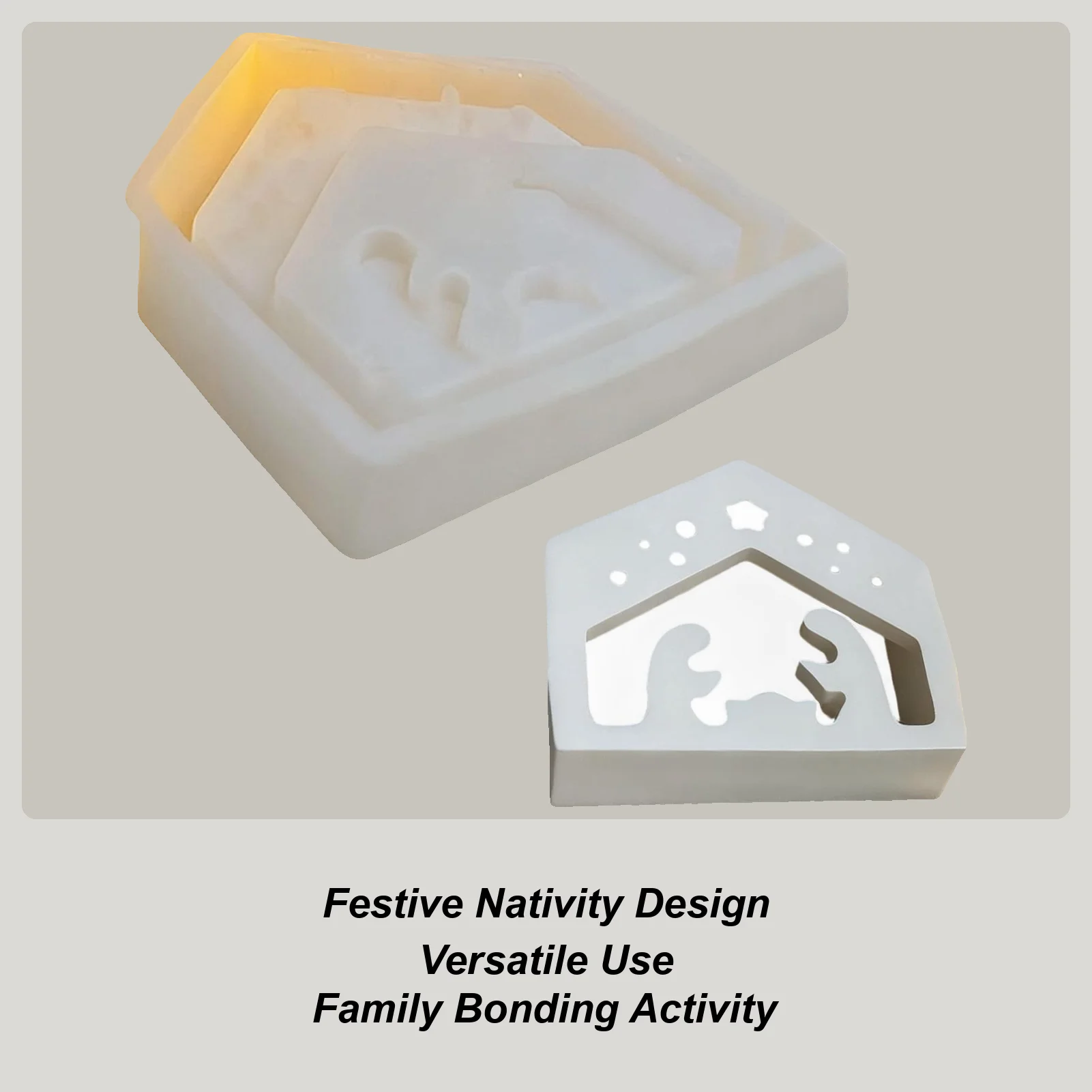 Christmas Nativity Mold Jesus Tealight Holder Template Nativity Silicone Mold for Handmade Scented Candles Plaster Resin Clay