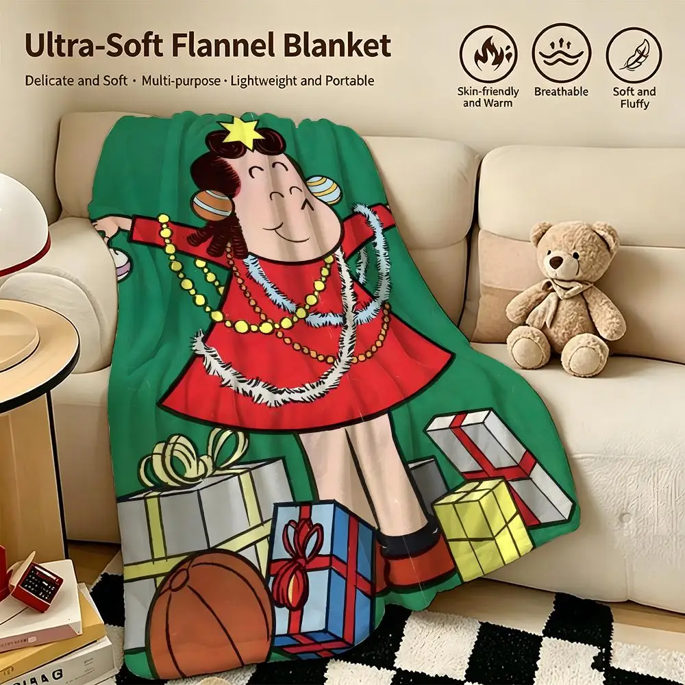 cartoon L-Little Lulu-u Throw Warm Soft Flannel Blanket, Multi-use for Sofa Bed Camping Travel Nap