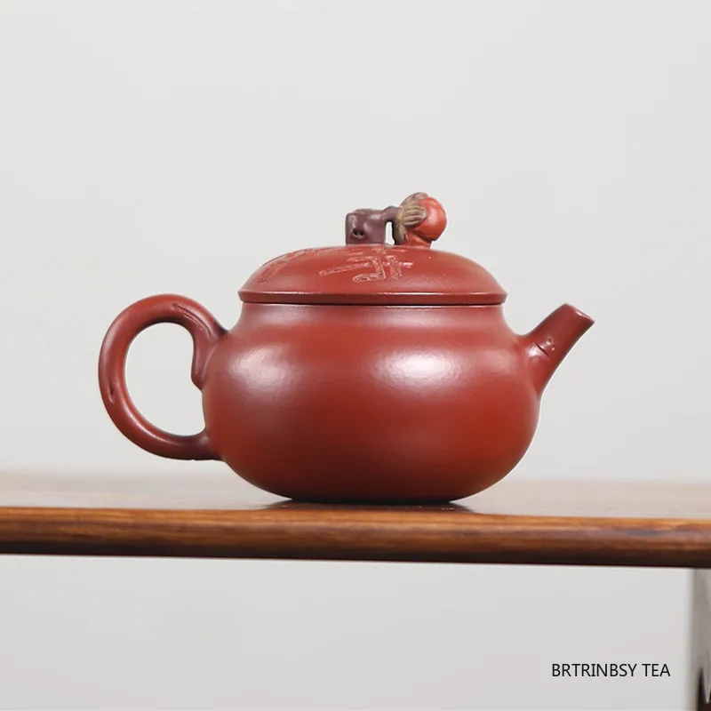 100ml Tradition Yixing Purple Clay Teapot Handmade Persimmon Tea Pot Raw Ore Dahongpao Kettle Chinese Household Zisha Teaware