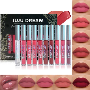 10 pcs/set Nude Lip Gloss Matte Velvet Lipstick - Matte Finish & Long-Lasting，Velvet Lip…