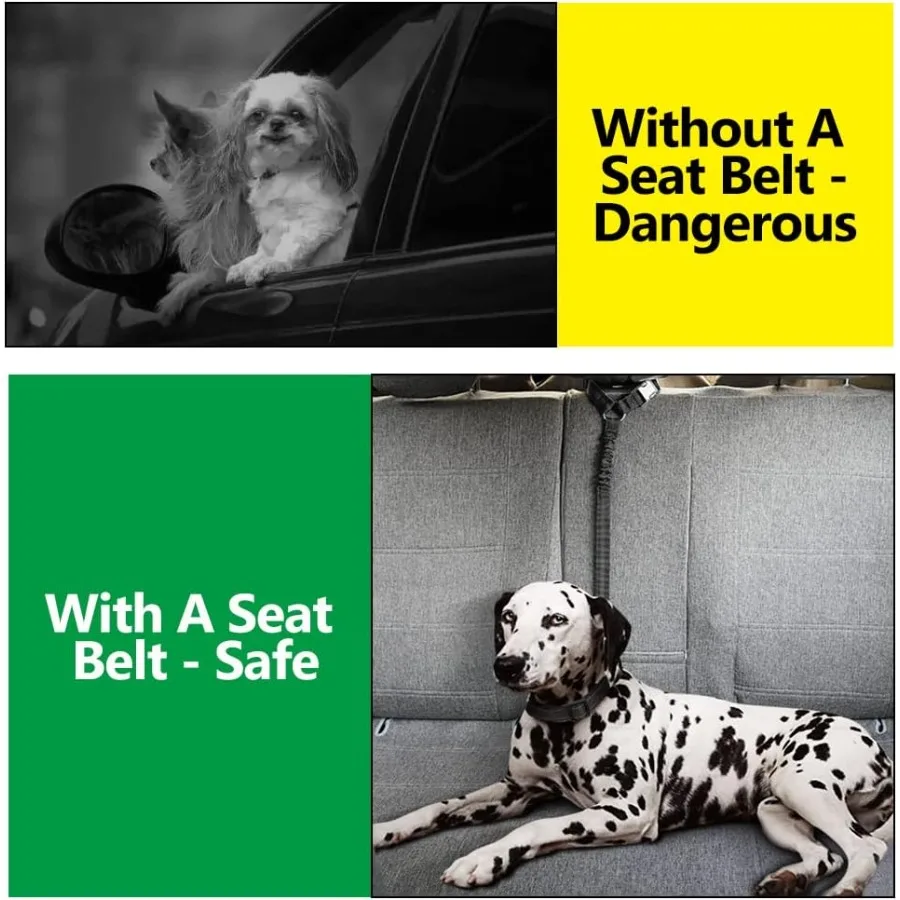 حزام مقعد الكلب لمسند رأس السيارة عاكس وقابل للتعديل مع بنجي مرن لحزام أمان السيارة