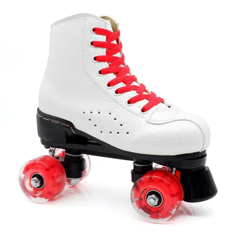 

PU Leather Breathable Adult Double Row Roller Skates Shoes Patines Sliding Inline Quad Skating Sneakers Training Beginner