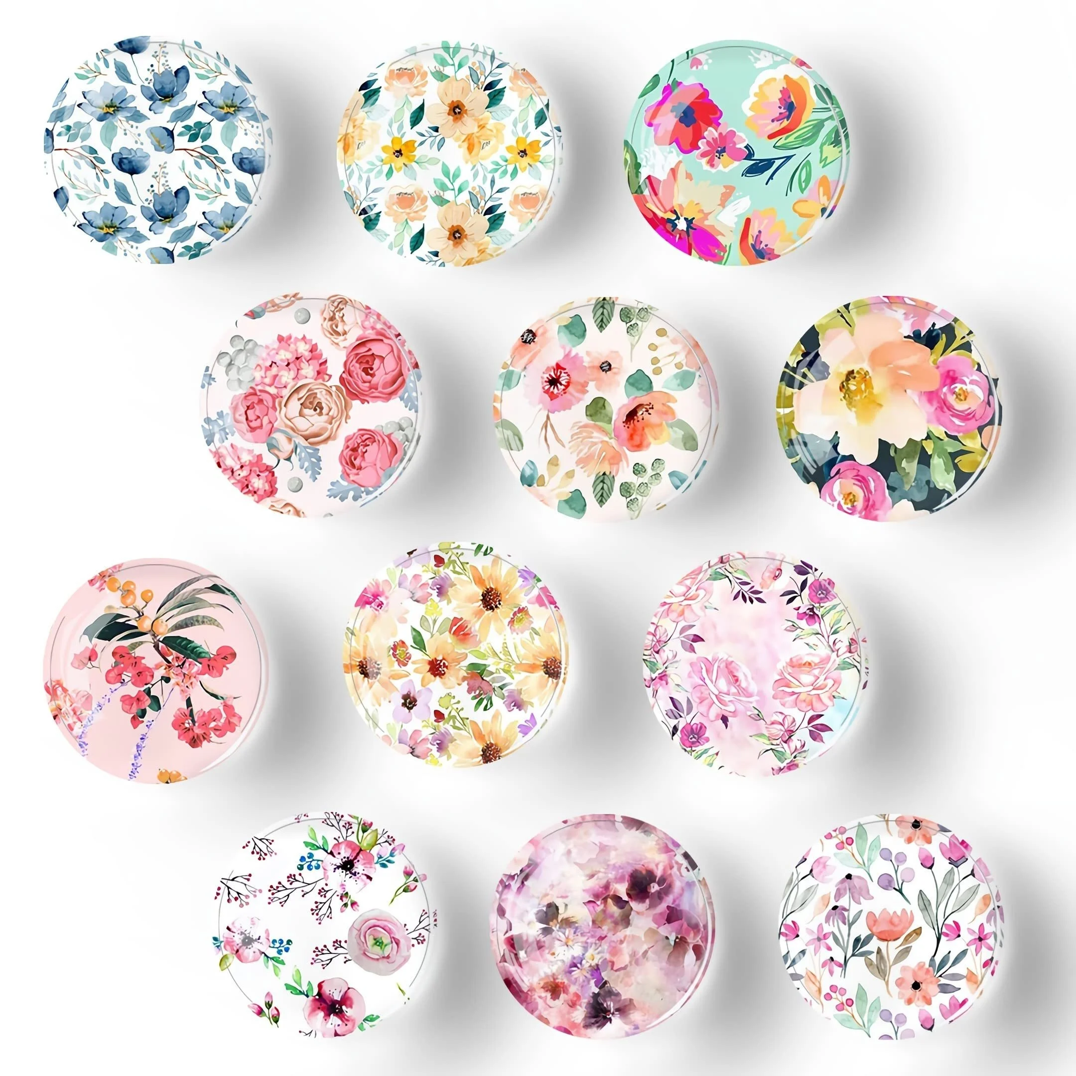 12pcs Colorful Flower Fridge Magnets - Cute Decor for Kitchen Office Whiteboard, Locker, Cabinet & Dishwasher - Ideal Valentine