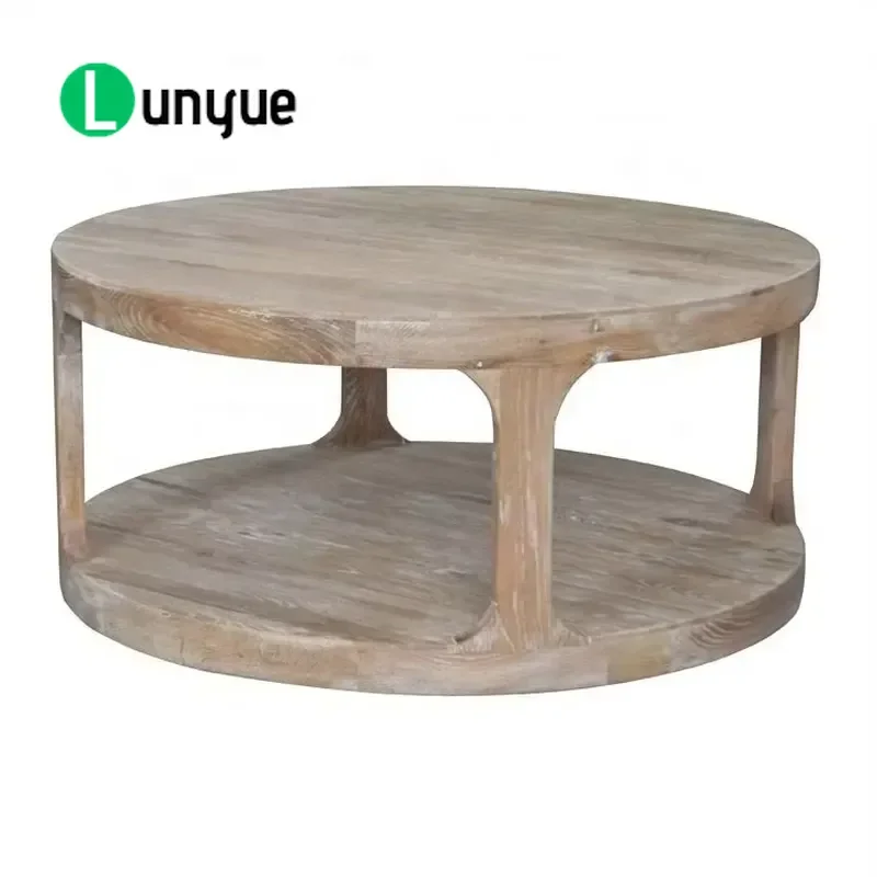 Solid Oak Coffee Table French Farmhouse Style Modern Living Room Furniture Durable Wood Center Table for Home Decor