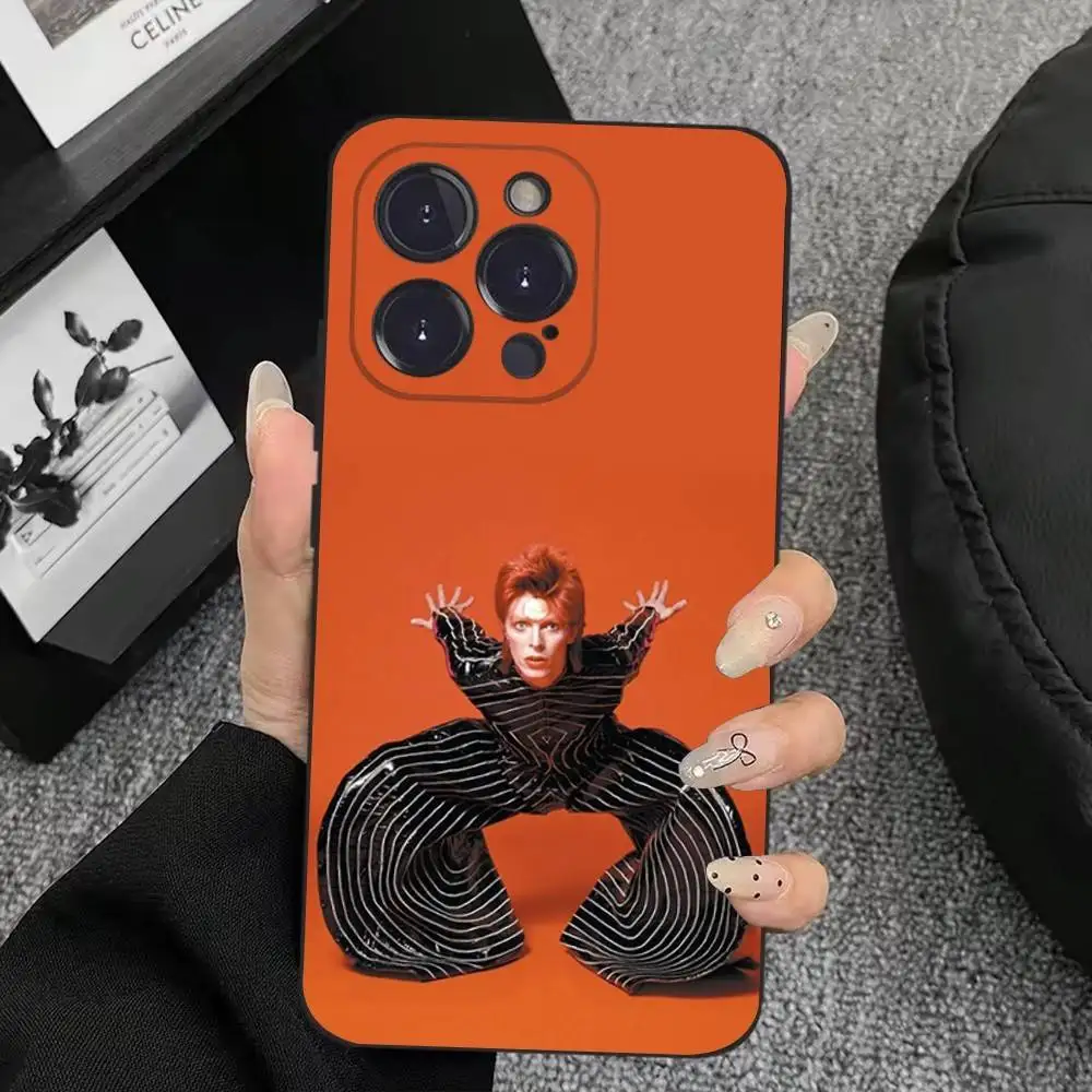 Casing Ponsel D-DavidS Rock B-BowieS Untuk iPhone 17,16,15,14,13,12,11,Plus,Pro Max,XS,X,XR,SE,Mini,8,7, Penutup Silikon Lembut Warna Hitam