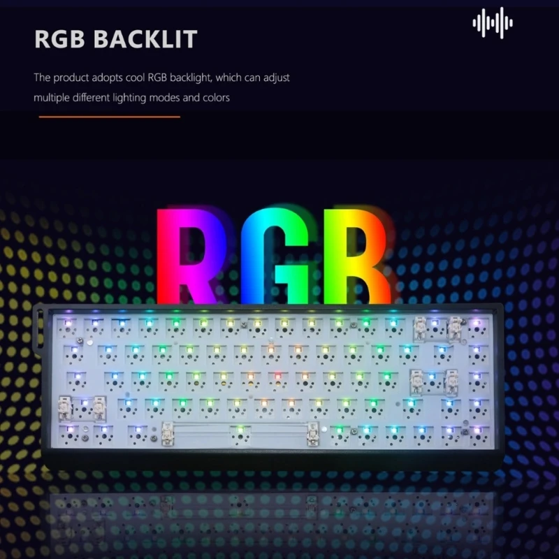 GMK68 Mechanical Keyboard 68Keys Triple Mode Bluetooth-Compatible 2.4G USB C, Hot Swappable Color Washer H8WD